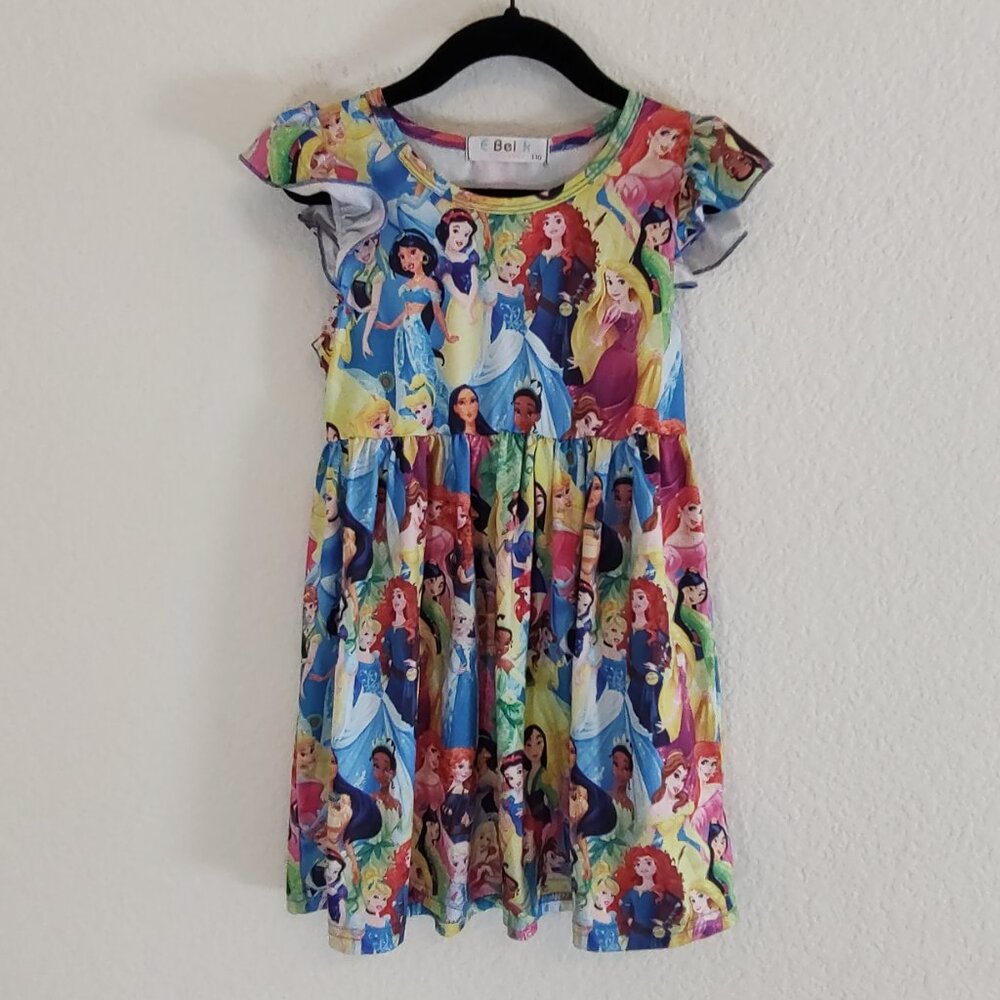 Disney Dress 110 5T 5 Princess Milk Silk Short Sleeve Disneyland Belle Ariel